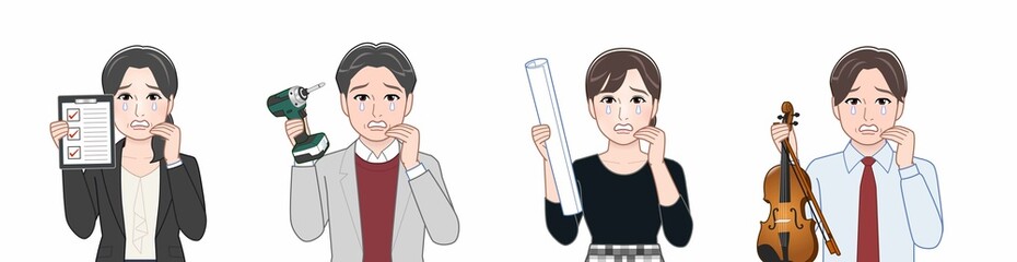 作業着を着た4人