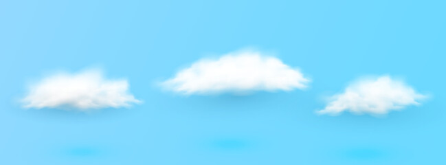 realistic white clouds illustration set