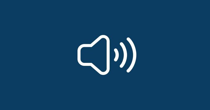 Simple audio speaker icon animation with white color and dark blue background.