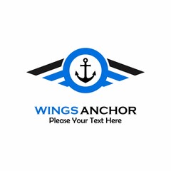 Wings and anchor logo template illustration