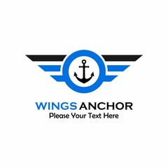 Wings and anchor logo template illustration