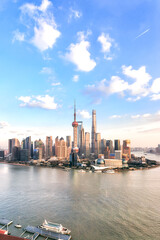 Shanghai skyline and cityscape at sunset