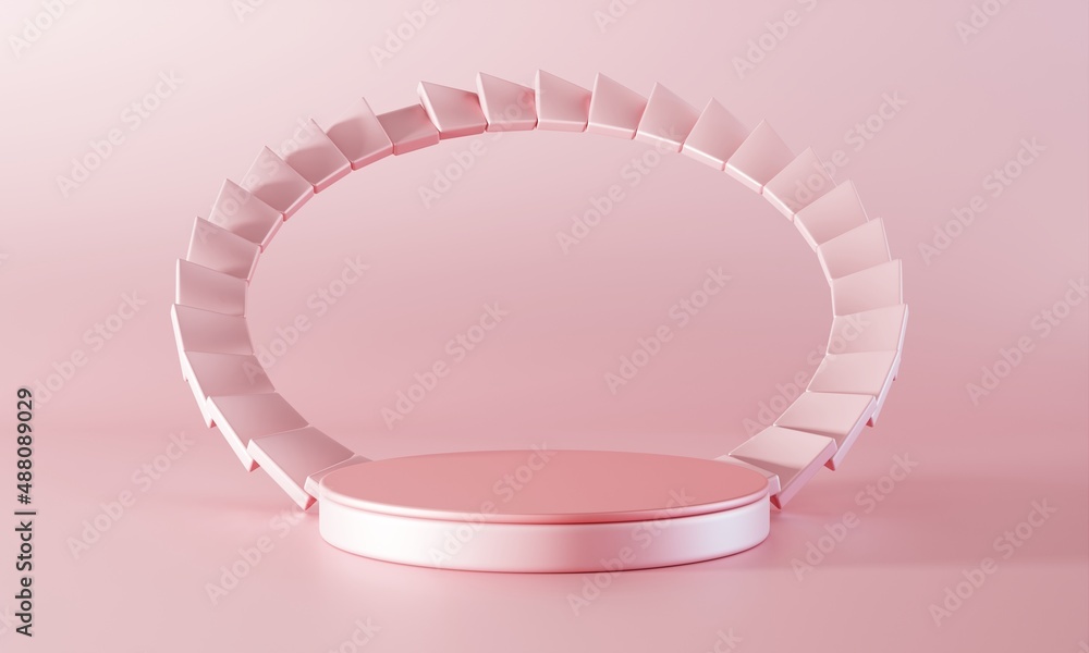 Poster minimal pink podium stage background. abstract object scene for advertisement concept. 3d illustrati