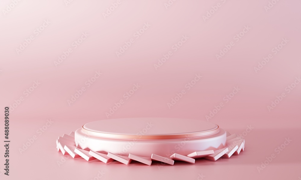 Poster minimal pink podium stage background. abstract object scene for advertisement concept. 3d illustrati