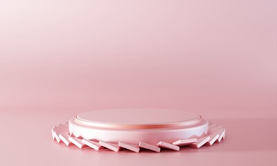 Minimal pink podium stage background. Abstract object scene for advertisement concept. 3D illustration rendering