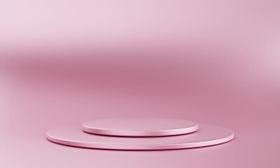 Minimal pink podium stage background. Abstract object scene for advertisement concept. 3D illustration rendering