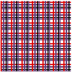 Checkered pattern with red, purple and black lines on a white background for seamless prints. Vector illustration.