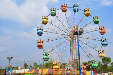 The circus fair set up to welcome the festival season in the rural areas of Tamil Nadu in India