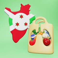 Naklejka premium 3d rendering of the need and consumption of nutrients for a healthy lungs in Burundi