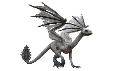 Fantasy dragon isolated on white 3d illustration