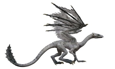 Fantasy dragon isolated on white 3d illustration