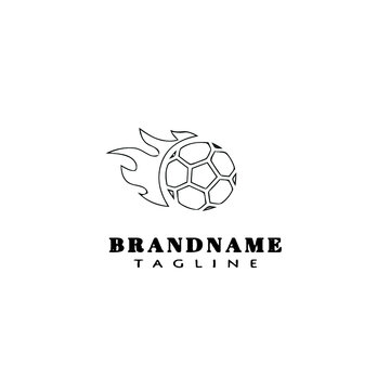 soccer ball in flame logo cartoon icon unique template black isolated vector illustration