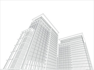 Fototapeta premium 3d wireframe of building. sketch design.Vector