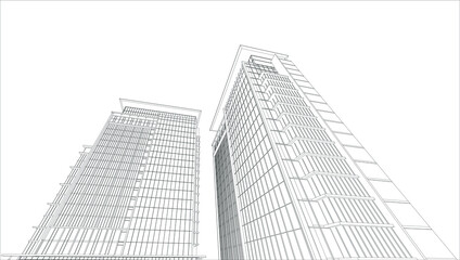 Fototapeta premium 3d wireframe of building. sketch design.Vector
