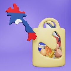 3d rendering of the need and consumption of nutrients for a healthy body strength in Laos