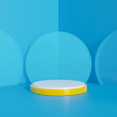Scene with minimalist podium in blue background