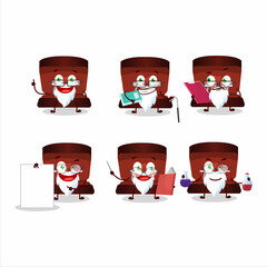 Professor red ring box academic cartoon character working on laboratory