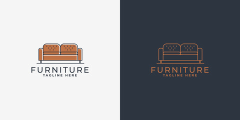 sofa interior logo - interior furniture outline logo - furniture company logo template