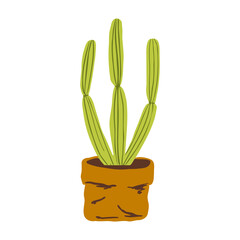 Indoor potted plant organ pipe cactus illustration