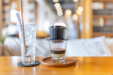 Vietnam retro styled condensed milk coffee and dripping filter
