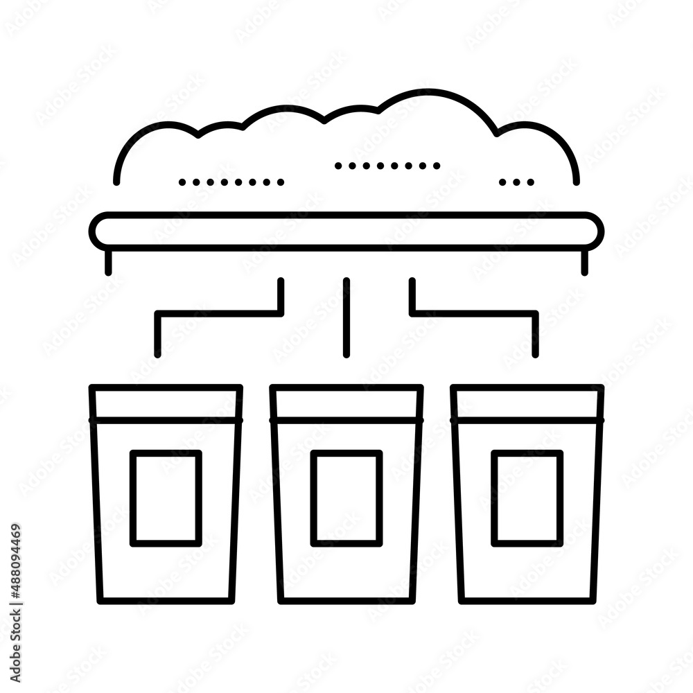Poster garbage sorting machine line icon vector illustration