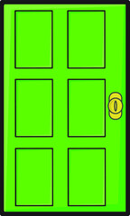 illustration of green door with circle handle
