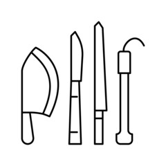 knives kitchen utensil line icon vector illustration