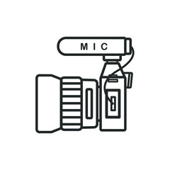 Camera with microphone, linear vector element, Illustration. 