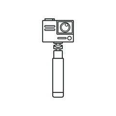 Action camera on the stabilizer, linear vector element, Illustration. 
