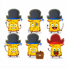 Cartoon character of yellow clothing kids chinese woman with various pirates emoticons