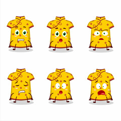 Character cartoon of yellow clothing kids chinese woman with scared expression