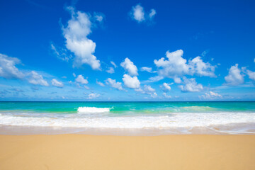 Fototapeta na wymiar Sea beach wave colorful sky with clud summer vacation nature landscape