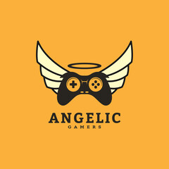 Angelic gamers vector logo design for gamer community, game developer and gaming store