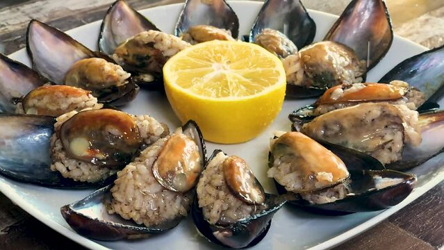 Stuffed Mussels Midye dolma Sea food