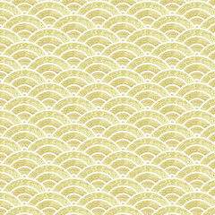 Japanese wave seamless pattern Gold texture