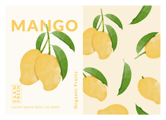 Mango packaging design templates, watercolour style vector illustration.