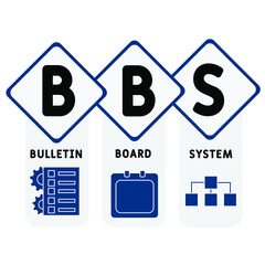 BBS - Bulletin Board System  acronym. business concept background.  vector illustration concept with keywords and icons. lettering illustration with icons for web banner, flyer, landing pag