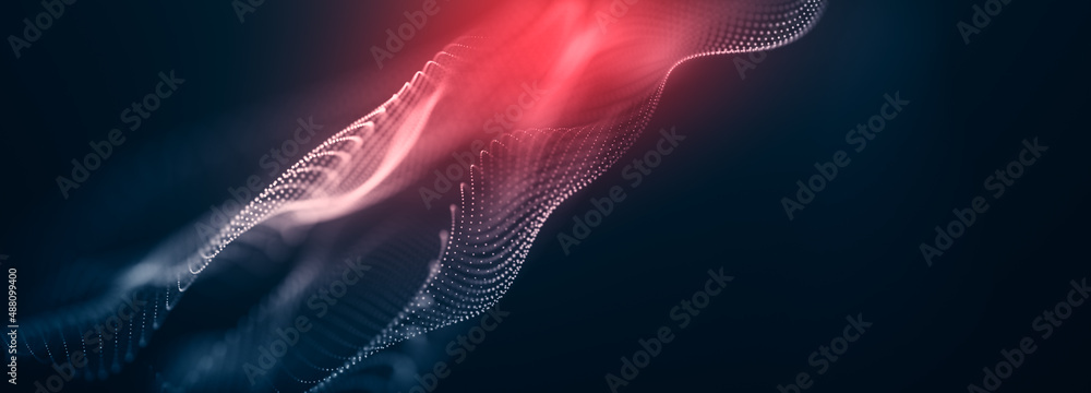 Poster abstract particular digital background hi-tech and scientific technology data line connect. particul