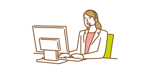 コールセンターで働く女性