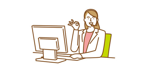 コールセンターで働く女性