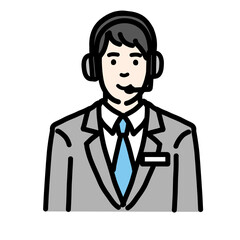 オペレーターの若い男性のバストアップ
