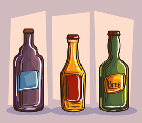 icons with beer bottles
