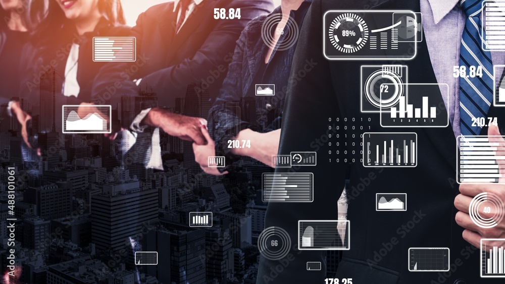 Poster conceptual business dashboard for financial data analysis . 3d render computer graphic .