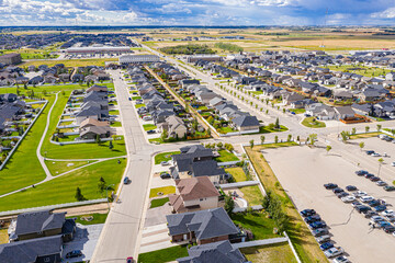 Aerial view of Warman, Saskatchewan on the Canadian Prairies