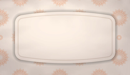 Luxurious postcard in beige color with space for your text and ornaments. New Year theme. Vector.