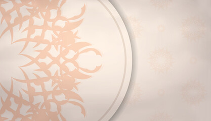 Luxurious beige banner with space for your text and ornaments. New Year theme. Vector illustration.