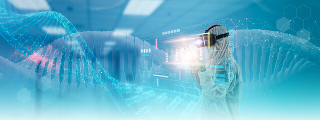 Concept metaverse virtual universe digital technology.medical science. doctor or scientist use...