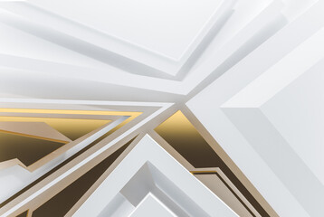 Obraz premium White Gold Background Geometric Shape 3d Illustration.