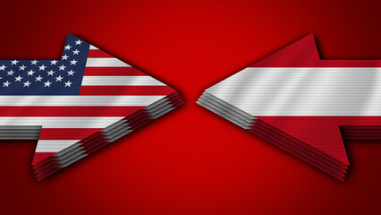 Austria vs United States of America Arrow Flags – 3D Illustration