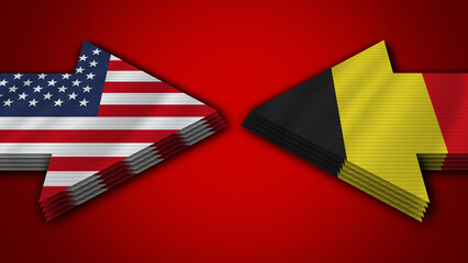 Obraz premium Belgium vs United States of America Arrow Flags – 3D Illustration